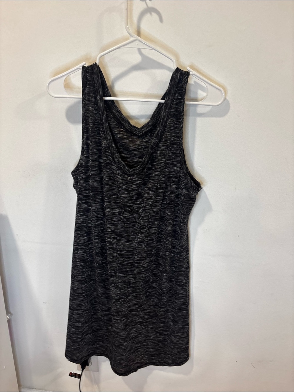 Gilligan & O'Malley Black Space-Dye Sleeveless Tank Dress Marled Look Simple